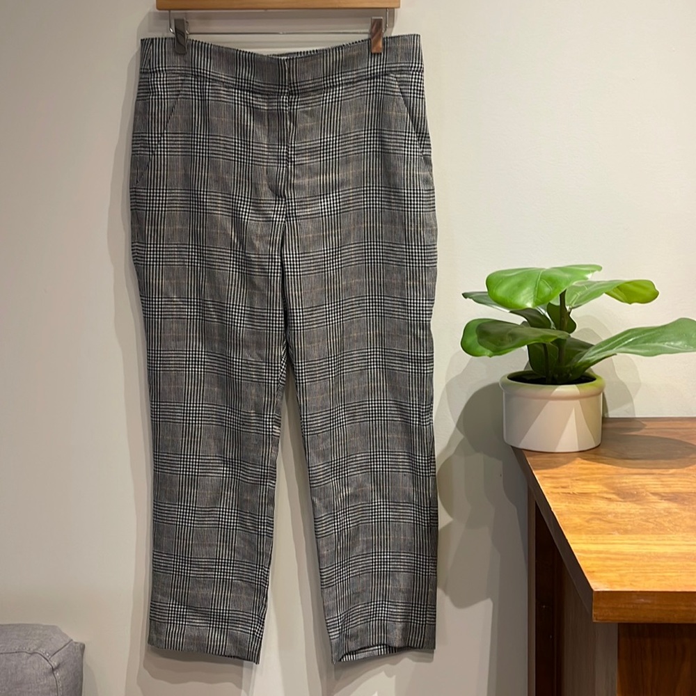 Veronica Beard Gemini Pant Plaid Houndstooth Trousers Multi Navy Grey 10 $395 - Picture 2 of 12